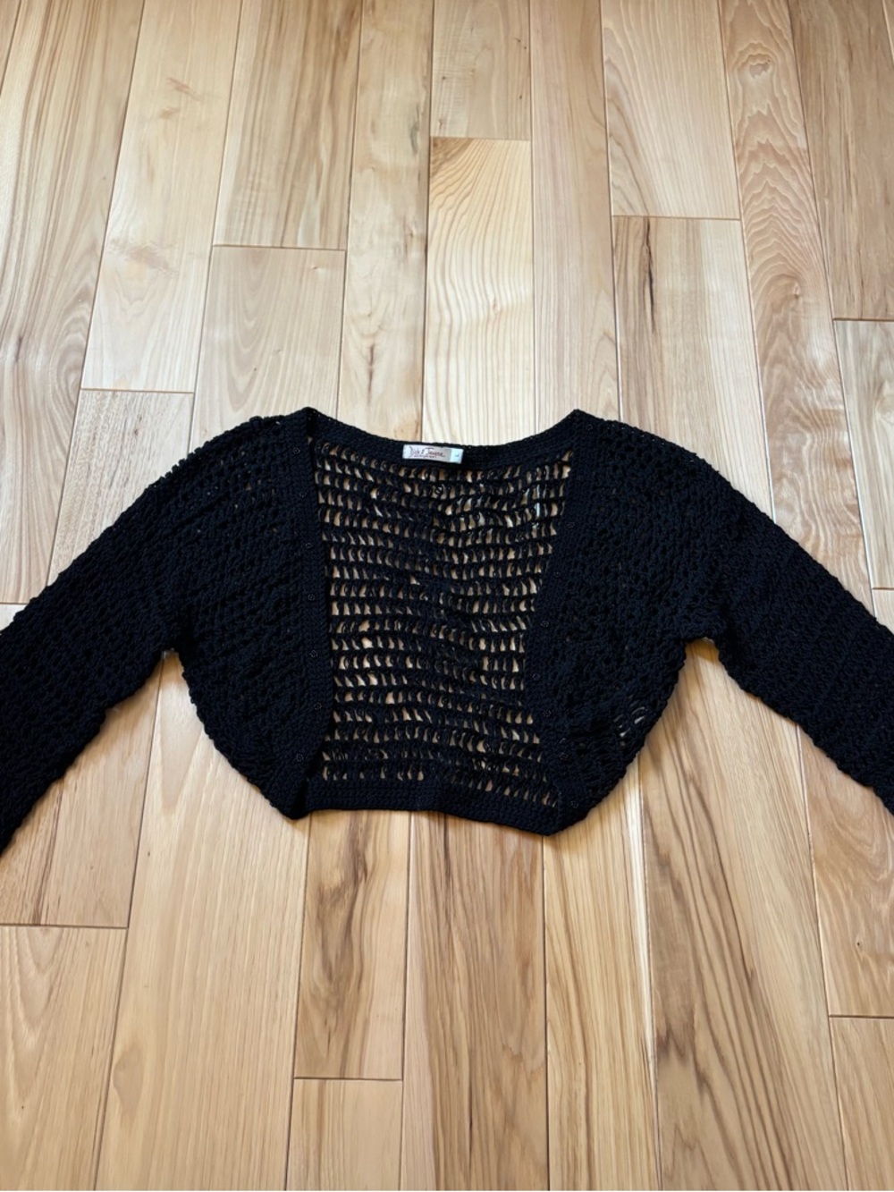Y2K Dick & Jayne Boho Black Crochet Embellished Shrug Style Top